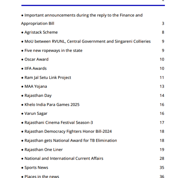 Best Current affairs in Rajasthan